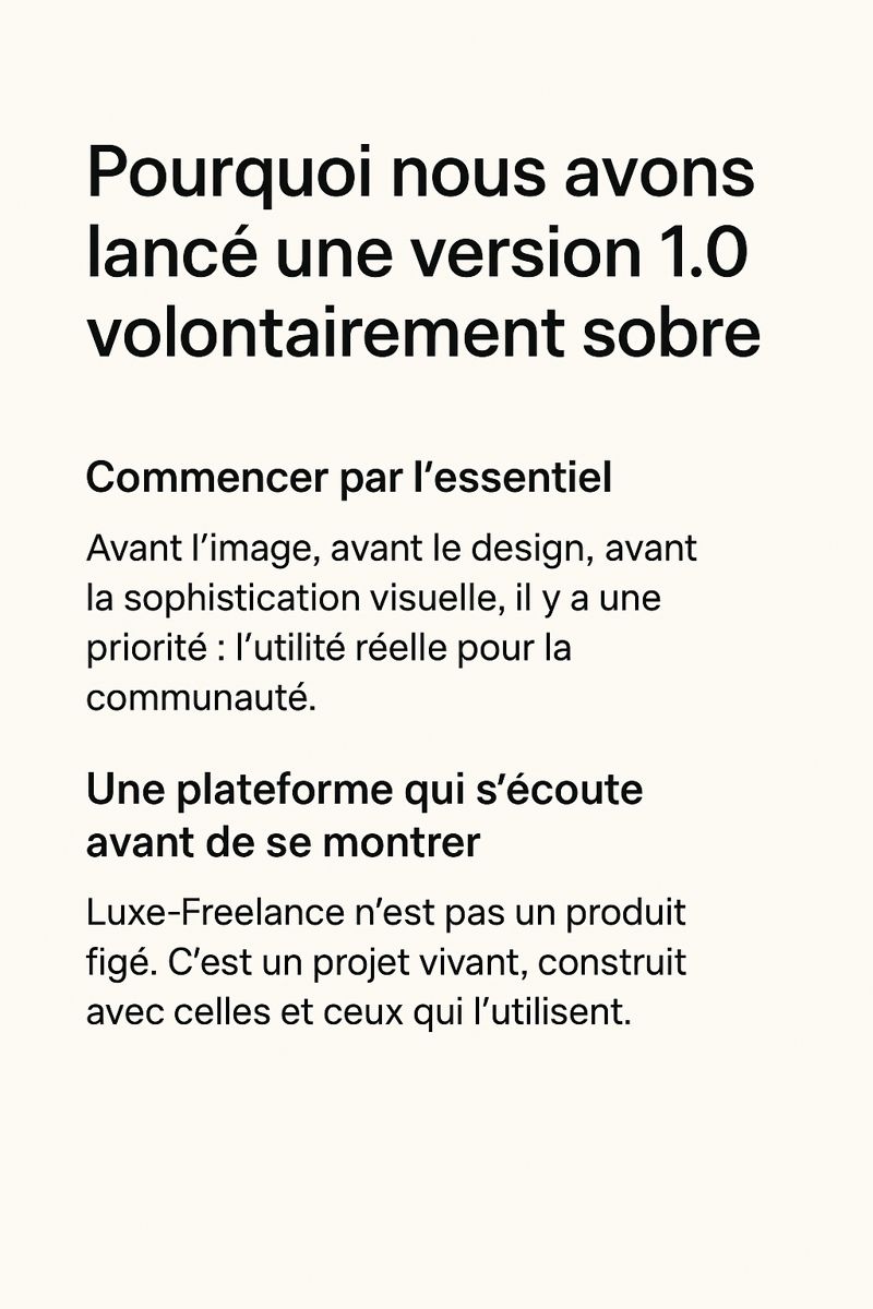 Pourquoi nous avons lancé une version 1.0 volontairement sobre
