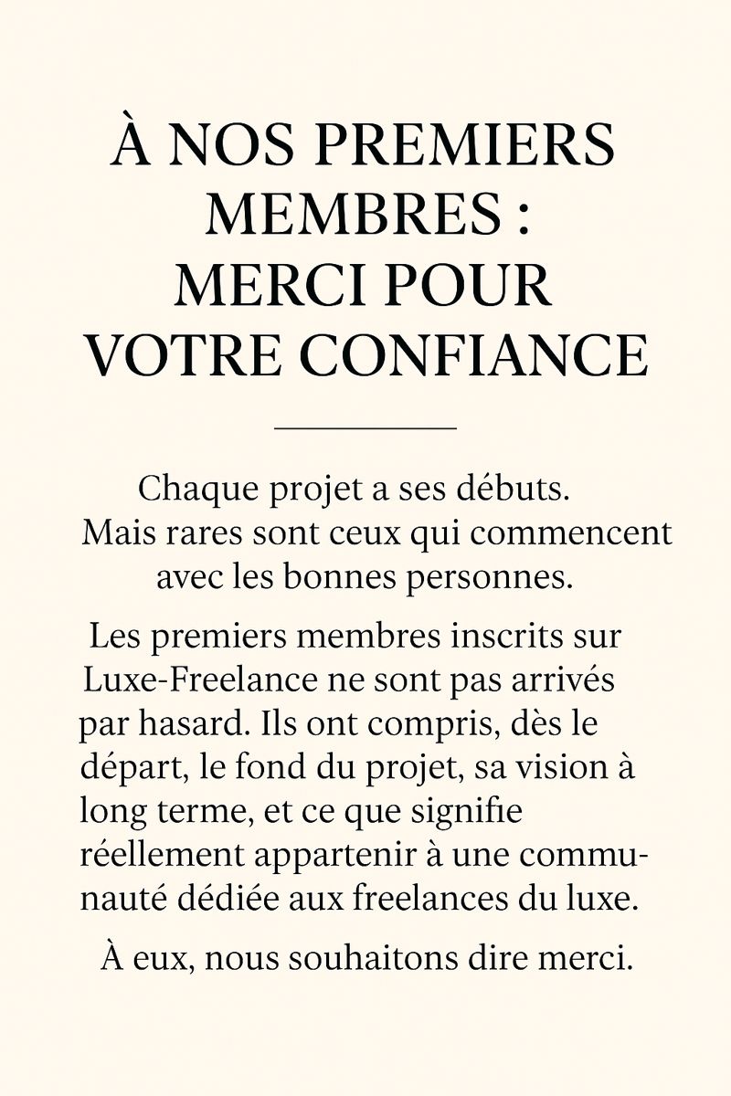 À nos premiers membres : merci pour votre confiance